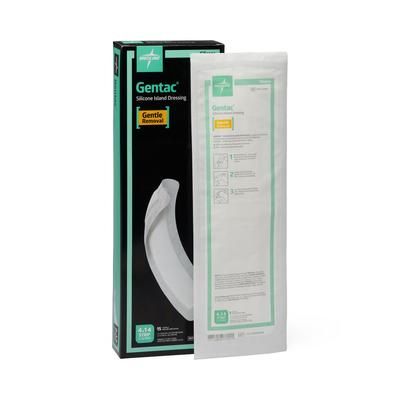 Medline Silicone Adhesive Island Wound Dressing, 4" x 14", 2" x 12" Pad Size, 150/CS (MSC33414)