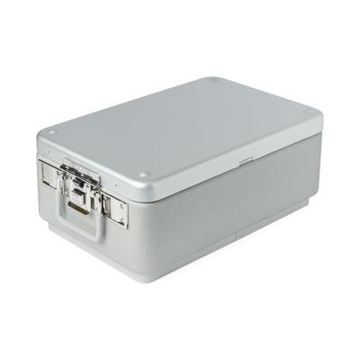 Medline Steriset Three-Quarter Sterilization Container, Condensate Drain, Aluminum Lid, Gray Handle, 18" x 10.5" x 7.1", 1 EA (WAG3VC17ASA)