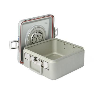 Medline Steriset Sterilization Container with Flat Bottom and Aluminum Lid, Half-Size, Gray Handle, 12" x 10.75" x 5.25", 1 EA (WAG1V13ASA)