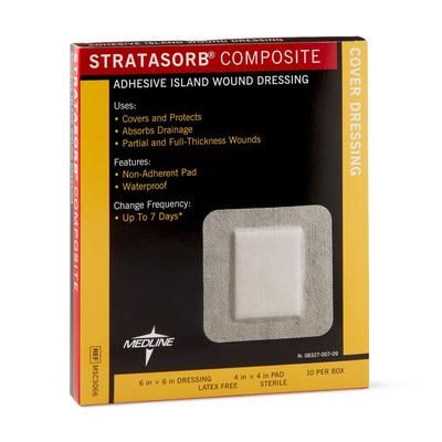 Medline Stratasorb Composite Adhesive Island Wound Dressings, 6" x 6", 100/CS (MSC3066)