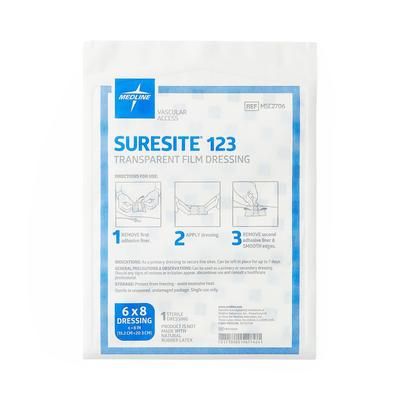 Medline SureSite123 Transparent Dressing, 6" x 8", 100/CS (MSC2706)