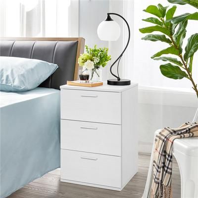 TEMU Yaheetech 3-drawer End Table Bedside Table, Wooden With Metal Handles, Storage Side Table For Bedroom/living Room/office/home, 35 X 40 X 60 Cm, White