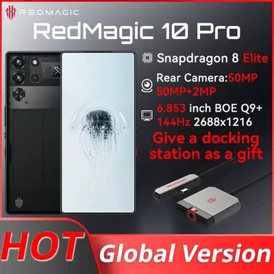 original Global Version RedMagic 10 Pro 5G Gaming Phone 6.853" Snapdragon 8 Elite 7050mAh 80W Charge 50MP NFC