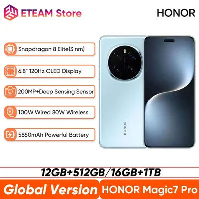 Global Version Honor Magic7 Pro 5G Smart Phone Snapdragon 8 Elite 6.8" 120Hz OLED Display 100W Fast Charge 200MP IP68&IP69 eSIM