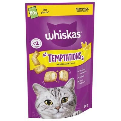 8x60g Chicken & Cheese Temptations Whiskas Cat Treats