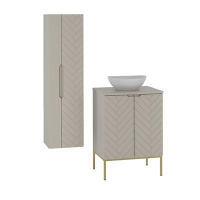 Set di mobili da bagno con lavabo effetto legno cachemire 60cm