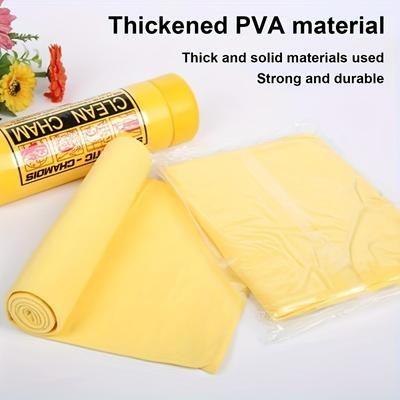 TEMU Super Absorbent Scratch-free Reusable Car Drying Towel - Quick-dry Polyester Microfiber Chamois Cloth For Auto Detailing, Glass & Paint Cleaning, High Absorbency & Gentle Surface Protection