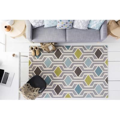 Firesteel 18" x 18" Traditional Cotton Light Gray/Teal/Black/Grass Green/Off White/Pale Blue/Lime/Mint/Lime Green/Green Throw Pillow - Boutique Rugs
