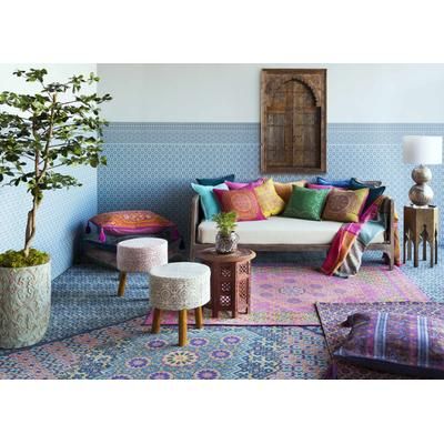 Brohman 20" Square Traditional Wool Magenta/Mustard Throw Pillow - Boutique Rugs