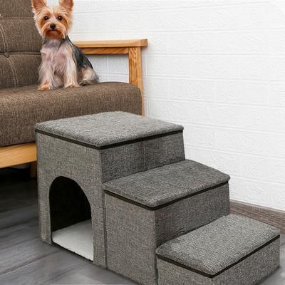 TEMU Adjustable 4-in-1 Pet Steps For High Furniture – Foldable Climbing Ladder With Cozy Condo, Storage Space, And Cat Scratcher, Ideal For Small To Medium Dogs And Cats, Supports Up To 180 Lbs
