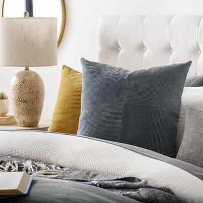 Umar 20" Square Modern Pillow plush solid Cotton Charcoal Throw Pillow - Boutique Rugs