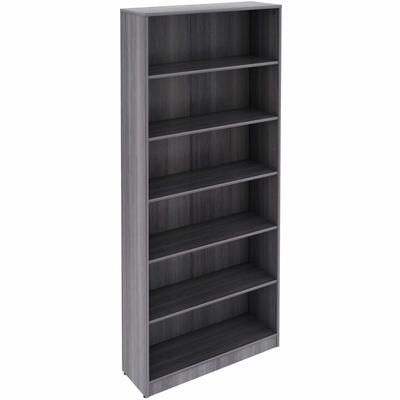 Lorell Laminate Bookcases, 36" Width x 12" Depth x 84" Height, 6 x Shelves, Weathered Charcoal (LLR69665)