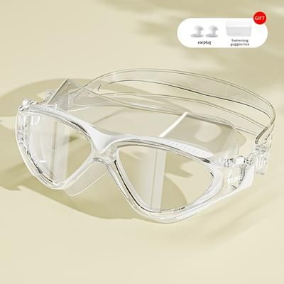 TEMU 1 Pair Of Hd Swimming Goggles - Waterproof, Large Oval Frame With , Transparent Liquid Silicone Gel,, Ideal For New Year & Valentine's Day Gift
