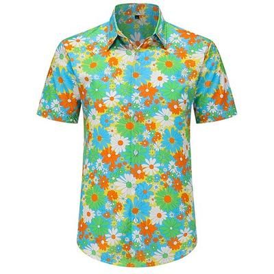 Retrò Vintage Anni '70 Camicia Camicia Aloha Hippie Floreale Margherita Costume Per uomo Vacanza Feste Parata dell'Orgoglio Adulti Camicia