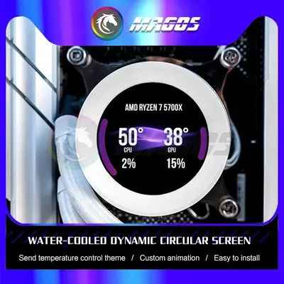 CPU AIO Cooler Monitor Display IPS 2.1 Inch 480X480 Support Gif/Video/Aida 64 Control 120 240 360 CPU Water Cooling MOD Part
