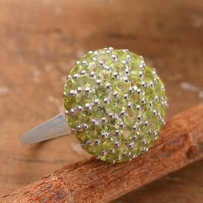 '1-Carat Natural Peridot Cluster Cocktail Ring Made in India'