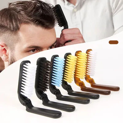 1PCS Soft Boar Bristle Beard Brush Hairdressing Hair Styling Comb For Beard Men's Shaving Brush Fold Beard And Mustache Brush