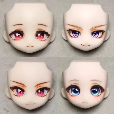 OB11/GSC Cartoon Doll White Complexion Open Eyes Face Shell DIY Animation Character Face Makeup Change Replacement Accessories