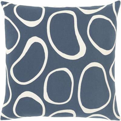 Gapville 20" Square Modern Cotton Cream/Dark Blue/Navy Lumbar Pillow - Boutique Rugs