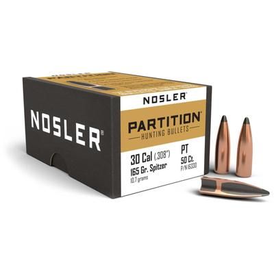 Nosler 16330 Partition 30 Caliber .308 165 GR Spitzer 50 Box