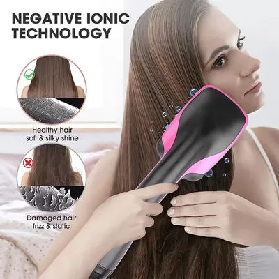 Portable 2-in-1 hair dryer comb knot-free one-step hair dryer professional negative ion straight hair hot air comb