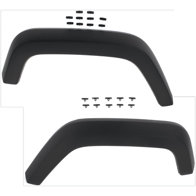 Replacement Fender Flares Plastic Textured Black, Rear, Driver & Passenger Side, 1-year unlimited-mileage warranty SET-REPJ553907Q