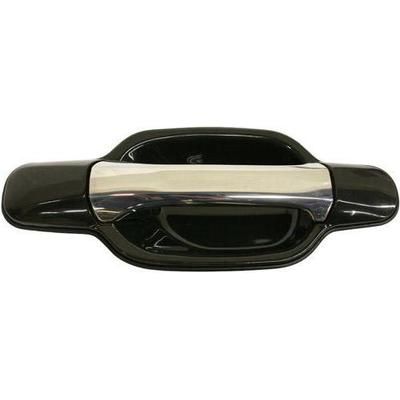 Replacement Exterior Door Handle Chrome Lever with Smooth Black Bezel, Rear, Passenger Side, 1-year unlimited-mileage warranty C491377
