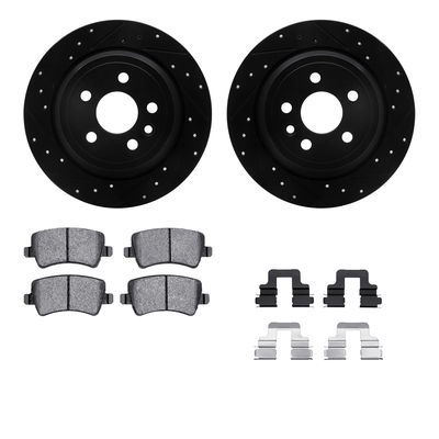 R1 Concepts Brake Disc & Pad Kit eLINE Black Rotors with Optimum OEp Pads Series, Rear, 1 Year Limited Warranty WHUH1-11037