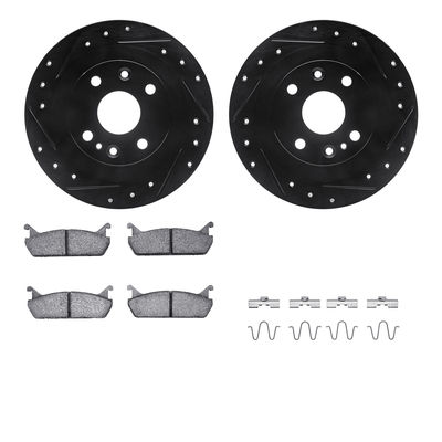 R1 Concepts Brake Disc & Pad Kit eLINE Black Rotors with Optimum OEp Pads Series, Rear, 1 Year Limited Warranty WHUH1-54005