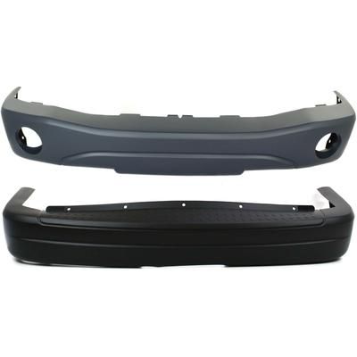 Replacement Bumper Cover Primed, Front & Rear, 1-year unlimited-mileage warranty SET-D010326P-2