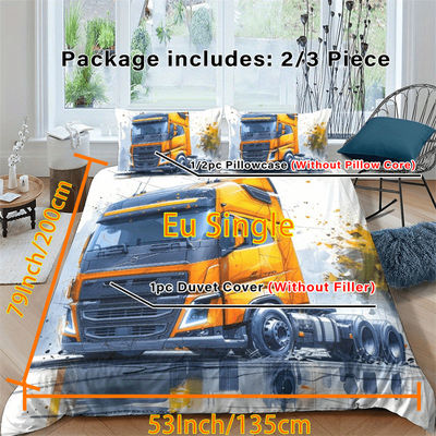 TEMU 3d Truck Print Polyester Duvet Cover Set With Zipper Closure, Woven Bedding Set, 2/3 Piece Decorative Cover Without Filler, Machine Washable - No Comforter Included