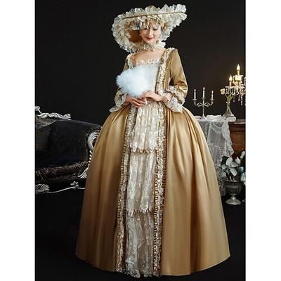 Vintage Rococò Rinascimento Maxi Vestito Normale A sbuffo Principessa regina Elisabetta Pieghettato Con Volant Principessa Collo quadrato Costume Per donna Halloween Carnevale Mascherata Feste