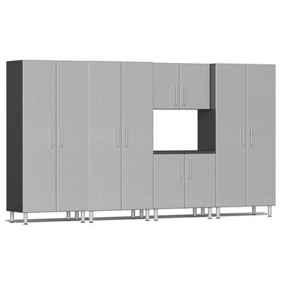 Ulti-MATE Garage Cabinets 5-Piece Set With 3 Tall Cabinets, Extra-Wide Base/Wall Cabinets, Stardust Silver