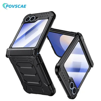 For Samsung Galaxy Z Flip-6 Case Hinge Protection with Outer Screen Protector Rugged Armor All-Inclusive Silicone Phone Cover
