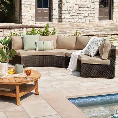 Pasadena II 2-pc. Modular Sofa Set in Bronze Wicker - Standard, Performance Rumor Snow - Frontgate