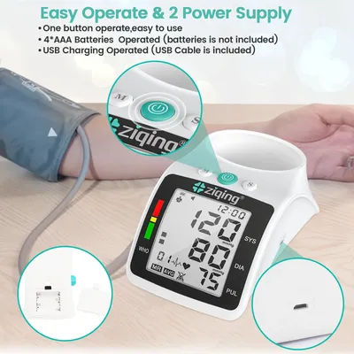 Digital BP Blood Pressure Monitor Pressure Tonomete Automatic Upper Arm Machine Pulse Rate Monitoring Meter for Home LCD Display