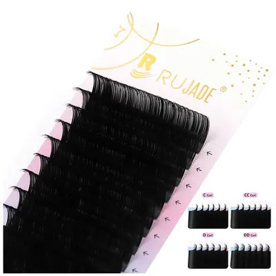 Rujade C CC D DD Curl Lash Extension Regular Length False Eyelash Korea Matte Faux Mink Eyelashes Extension Individual Eyelashes