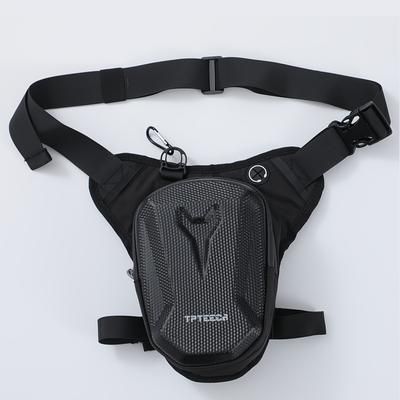 TEMU Waterproof Motorcycle Leg Bag With Earphone Jack, Adjustable Strap & Compartments - Black Eva Outdoor Riding Waist Pack For Off-road Bikes, Motorcycle Backpack