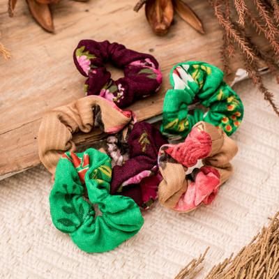 'Set of 6 Upcycled Eco-Friendly Multicolored Mini Scrunchies'