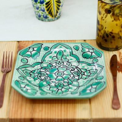 '2 Floral Talavera Style Hand-Painted Ceramic Luncheon Plates'