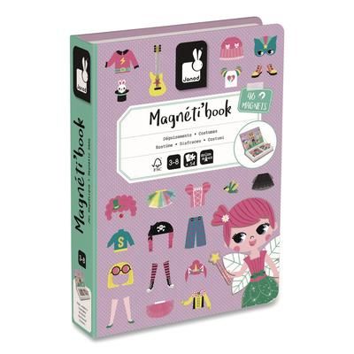 Janod Magneti'books, Girl's Costumes, 54 Pieces (8 Cards, 46 Magnetic Shapes), Ages 3 to 8 (JUYJ02718)