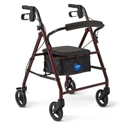 Medline Basic Rollator with 6" Wheels, Burgundy, Junior, 1 EA (MDS86850EJR)