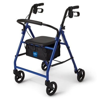 Medline Basic Steel Rollator with 6" Wheels, Blue, 1 EA (MDS86850EBS)