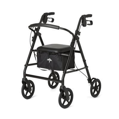 Medline Basic Steel Rollator with 8" Wheels, Black, 1 EA (MDS86830EBLS8)