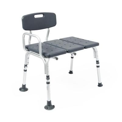 Medline Knockdown Transfer Bench with Back and Microban Treatment, Gray, 1 EA (MDS86960KDMGH)