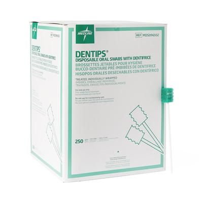 Medline DenTips Oral Swab, Treated, Adult, Individually Wrapped, 250/BX (MDS096502Z)