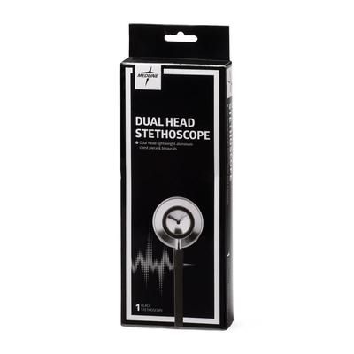 Medline Dual-Head Stethoscope, Black, 100/CS (MDS926201CS)