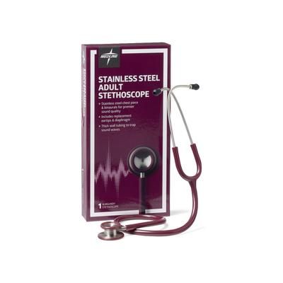 Medline Elite Adult Stainless Steel Stethoscope, Burgundy, 1 EA (MDS92280)
