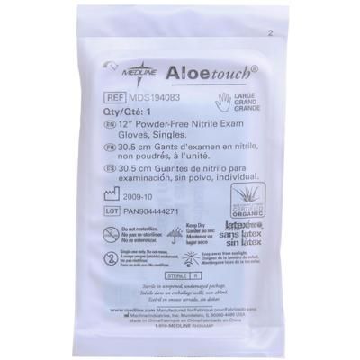 Medline AloeTouch 12" Powder-Free Nitrile Exam Gloves, Sterile Pairs, Size L, 50/BX (MDS194087Z)