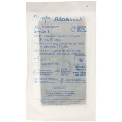 Medline AloeTouch 12" Powder-Free Nitrile Exam Gloves, Sterile Singles, Size M, 100/BX (MDS194082Z)